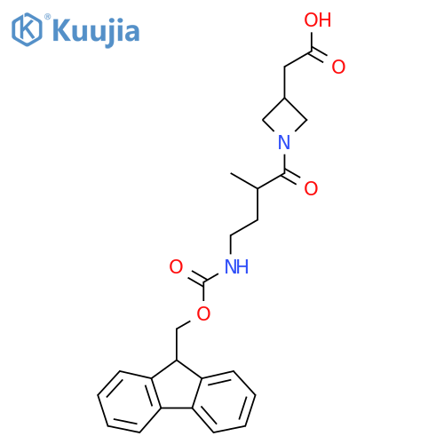 2-{1-4-({(9H-fluoren-9-yl)methoxycarbonyl}amino)-2-methylbutanoylazetidin-3-yl}acetic acid structure