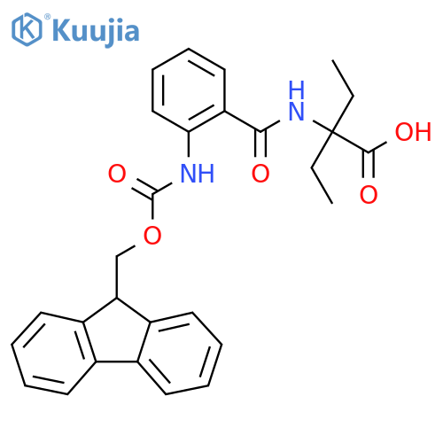 2-ethyl-2-{2-({(9H-fluoren-9-yl)methoxycarbonyl}amino)phenylformamido}butanoic acid structure
