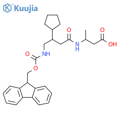 3-3-cyclopentyl-4-({(9H-fluoren-9-yl)methoxycarbonyl}amino)butanamidobutanoic acid structure
