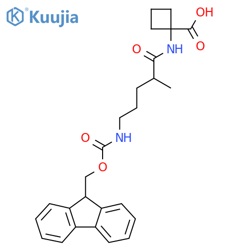 1-5-({(9H-fluoren-9-yl)methoxycarbonyl}amino)-2-methylpentanamidocyclobutane-1-carboxylic acid structure
