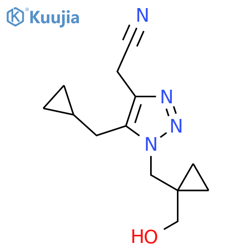 2-5-(cyclopropylmethyl)-1-{1-(hydroxymethyl)cyclopropylmethyl}-1H-1,2,3-triazol-4-ylacetonitrile structure