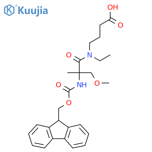 4-N-ethyl-2-({(9H-fluoren-9-yl)methoxycarbonyl}amino)-2-(methoxymethyl)propanamidobutanoic acid structure