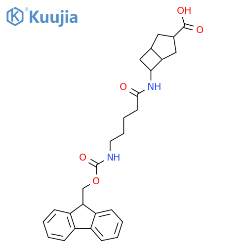 6-5-({(9H-fluoren-9-yl)methoxycarbonyl}amino)pentanamidobicyclo3.2.0heptane-3-carboxylic acid structure