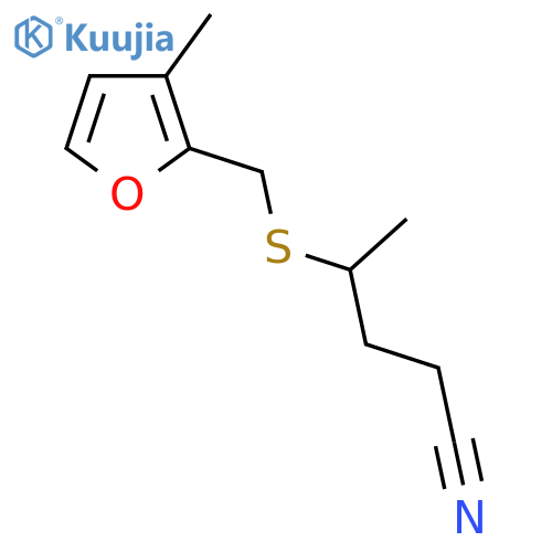 4-{(3-methylfuran-2-yl)methylsulfanyl}pentanenitrile structure