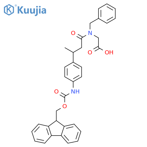 2-{N-benzyl-3-4-({(9H-fluoren-9-yl)methoxycarbonyl}amino)phenylbutanamido}acetic acid structure