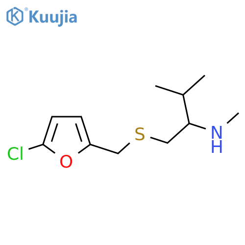 (1-{(5-chlorofuran-2-yl)methylsulfanyl}-3-methylbutan-2-yl)(methyl)amine structure