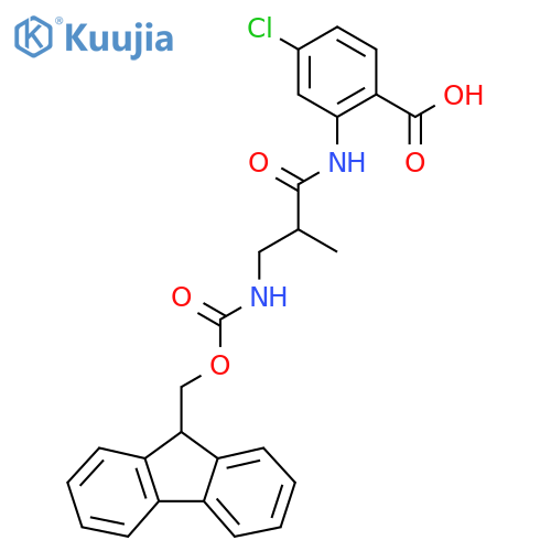4-chloro-2-3-({(9H-fluoren-9-yl)methoxycarbonyl}amino)-2-methylpropanamidobenzoic acid structure