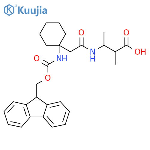 3-{2-1-({(9H-fluoren-9-yl)methoxycarbonyl}amino)cyclohexylacetamido}-2-methylbutanoic acid structure