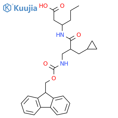 3-2-(cyclopropylmethyl)-3-({(9H-fluoren-9-yl)methoxycarbonyl}amino)propanamidohexanoic acid structure