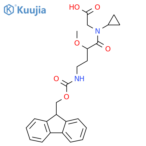 2-N-cyclopropyl-4-({(9H-fluoren-9-yl)methoxycarbonyl}amino)-2-methoxybutanamidoacetic acid structure
