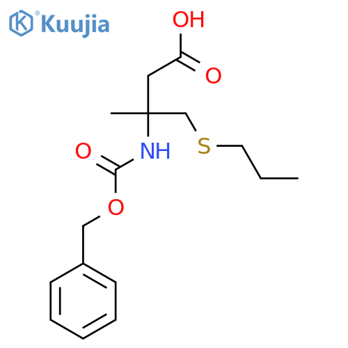 3-{(benzyloxy)carbonylamino}-3-methyl-4-(propylsulfanyl)butanoic acid structure