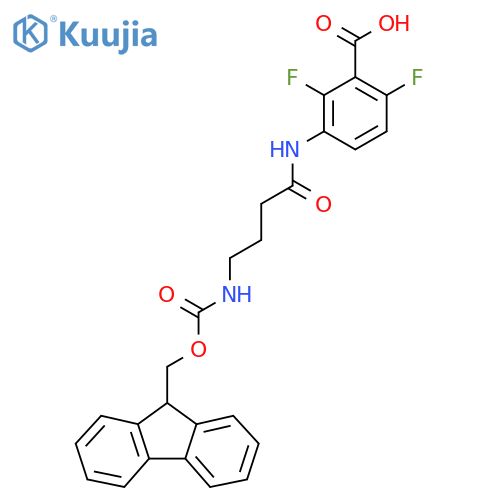 3-4-({(9H-fluoren-9-yl)methoxycarbonyl}amino)butanamido-2,6-difluorobenzoic acid structure