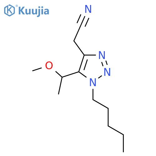 2-5-(1-methoxyethyl)-1-pentyl-1H-1,2,3-triazol-4-ylacetonitrile structure
