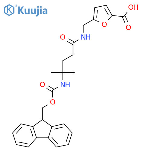 5-{4-({(9H-fluoren-9-yl)methoxycarbonyl}amino)-4-methylpentanamidomethyl}furan-2-carboxylic acid structure