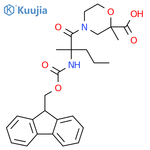 4-2-({(9H-fluoren-9-yl)methoxycarbonyl}amino)-2-methylpentanoyl-2-methylmorpholine-2-carboxylic acid structure