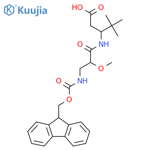 3-3-({(9H-fluoren-9-yl)methoxycarbonyl}amino)-2-methoxypropanamido-4,4-dimethylpentanoic acid structure