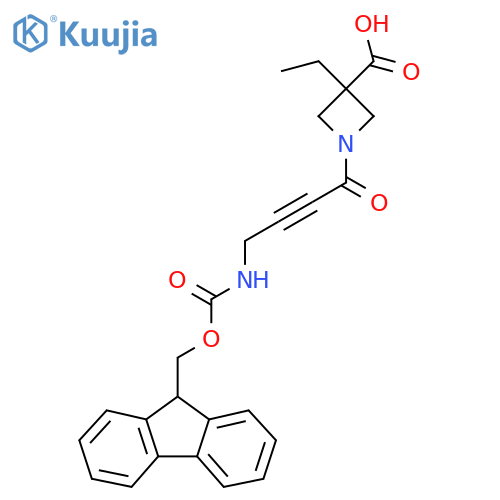 3-ethyl-1-4-({(9H-fluoren-9-yl)methoxycarbonyl}amino)but-2-ynoylazetidine-3-carboxylic acid structure
