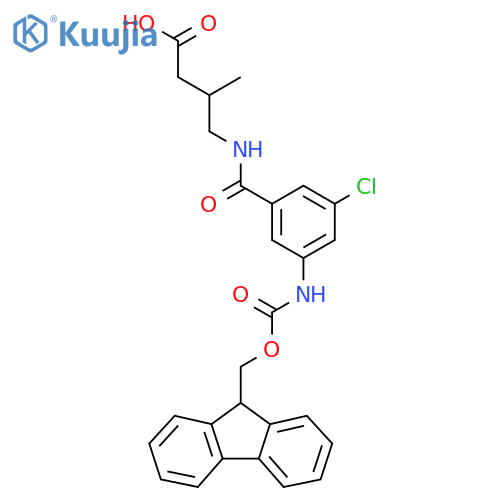 4-{3-chloro-5-({(9H-fluoren-9-yl)methoxycarbonyl}amino)phenylformamido}-3-methylbutanoic acid structure