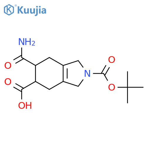 2-(tert-butoxy)carbonyl-6-carbamoyl-2,3,4,5,6,7-hexahydro-1H-isoindole-5-carboxylic acid structure