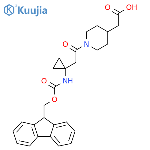 2-(1-{2-1-({(9H-fluoren-9-yl)methoxycarbonyl}amino)cyclopropylacetyl}piperidin-4-yl)acetic acid structure