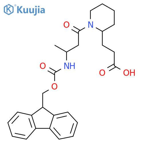 3-{1-3-({(9H-fluoren-9-yl)methoxycarbonyl}amino)butanoylpiperidin-2-yl}propanoic acid structure