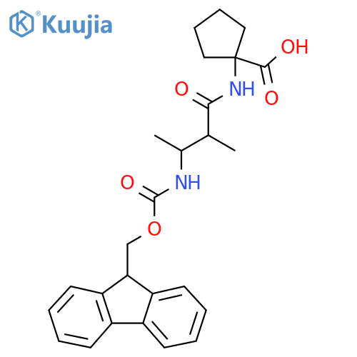 1-[3-({[(9H-fluoren-9-yl)methoxy]carbonyl}amino)-2-methylbutanamido]cyclopentane-1-carboxylic acid structure