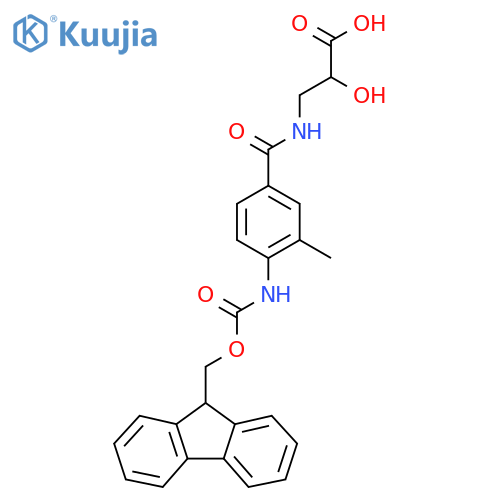 3-{4-({(9H-fluoren-9-yl)methoxycarbonyl}amino)-3-methylphenylformamido}-2-hydroxypropanoic acid structure