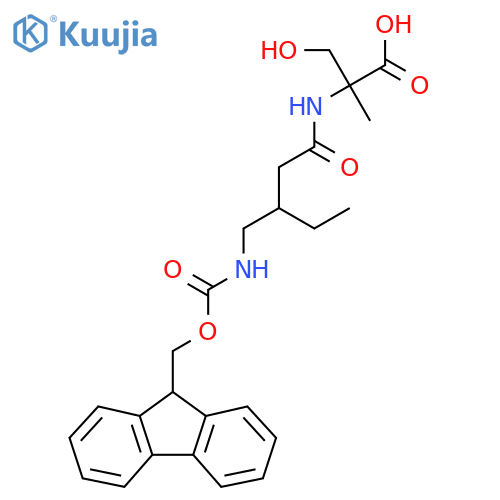 2-{3-({(9H-fluoren-9-yl)methoxycarbonyl}amino)methylpentanamido}-3-hydroxy-2-methylpropanoic acid structure