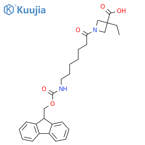 3-ethyl-1-7-({(9H-fluoren-9-yl)methoxycarbonyl}amino)heptanoylazetidine-3-carboxylic acid structure