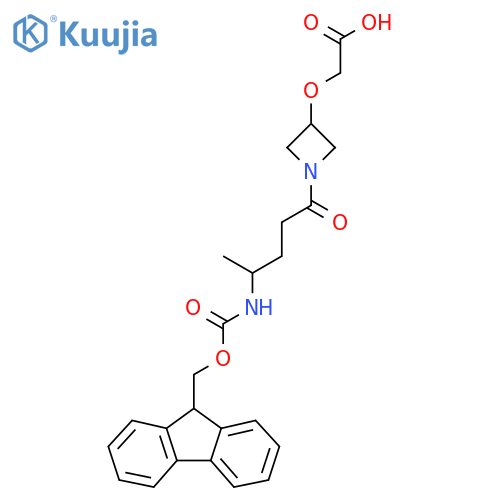 2-({1-4-({(9H-fluoren-9-yl)methoxycarbonyl}amino)pentanoylazetidin-3-yl}oxy)acetic acid structure