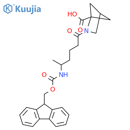 2-5-({(9H-fluoren-9-yl)methoxycarbonyl}amino)hexanoyl-2-azabicyclo2.1.1hexane-1-carboxylic acid structure