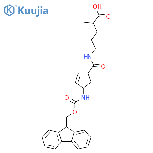 5-{4-({(9H-fluoren-9-yl)methoxycarbonyl}amino)cyclopent-2-en-1-ylformamido}-2-methylpentanoic acid structure
