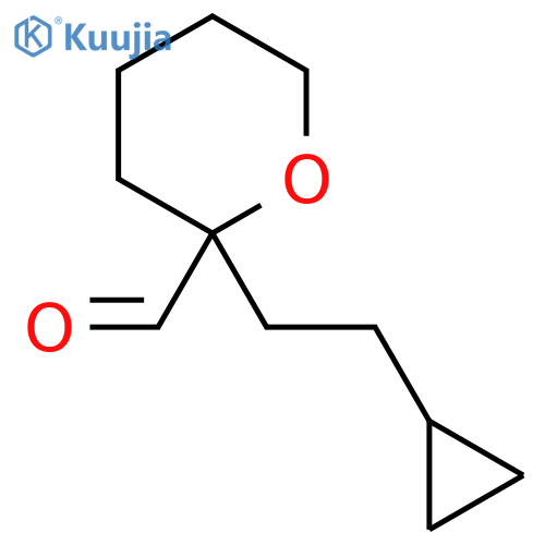 2-(2-cyclopropylethyl)oxane-2-carbaldehyde structure
