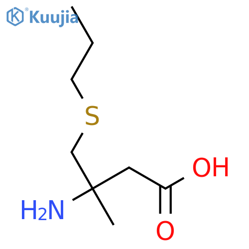 3-amino-3-methyl-4-(propylsulfanyl)butanoic acid structure