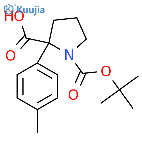 1-(tert-butoxy)carbonyl-2-(4-methylphenyl)pyrrolidine-2-carboxylic acid structure