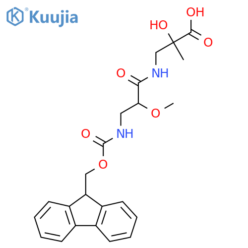 3-3-({(9H-fluoren-9-yl)methoxycarbonyl}amino)-2-methoxypropanamido-2-hydroxy-2-methylpropanoic acid structure