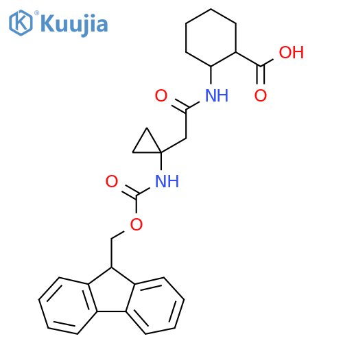 2-{2-1-({(9H-fluoren-9-yl)methoxycarbonyl}amino)cyclopropylacetamido}cyclohexane-1-carboxylic acid structure