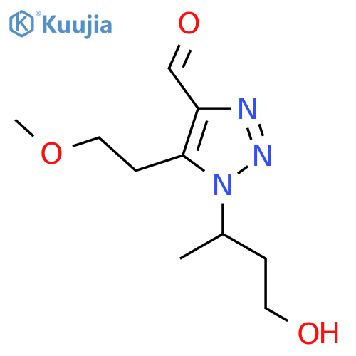 1-(4-hydroxybutan-2-yl)-5-(2-methoxyethyl)-1H-1,2,3-triazole-4-carbaldehyde structure