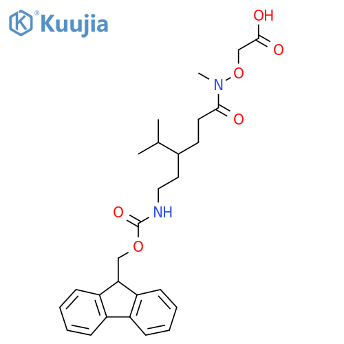 2-({4-2-({(9H-fluoren-9-yl)methoxycarbonyl}amino)ethyl-N,5-dimethylhexanamido}oxy)acetic acid structure