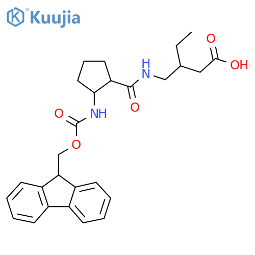 3-({2-({(9H-fluoren-9-yl)methoxycarbonyl}amino)cyclopentylformamido}methyl)pentanoic acid structure