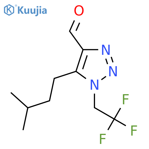 5-(3-methylbutyl)-1-(2,2,2-trifluoroethyl)-1H-1,2,3-triazole-4-carbaldehyde structure
