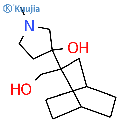 3-2-(hydroxymethyl)bicyclo2.2.2octan-2-yl-1-methylpyrrolidin-3-ol structure