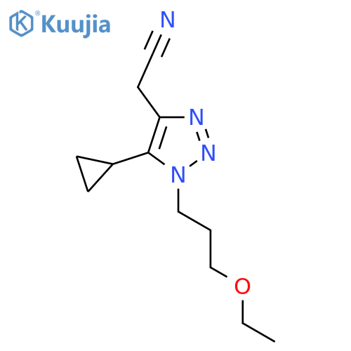 2-5-cyclopropyl-1-(3-ethoxypropyl)-1H-1,2,3-triazol-4-ylacetonitrile structure