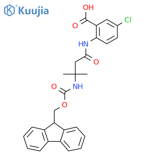 5-chloro-2-3-({(9H-fluoren-9-yl)methoxycarbonyl}amino)-3-methylbutanamidobenzoic acid structure