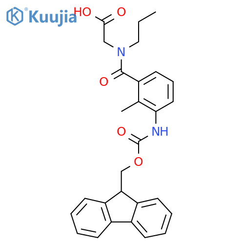 2-{1-[3-({[(9H-fluoren-9-yl)methoxy]carbonyl}amino)-2-methylphenyl]-N-propylformamido}acetic acid structure