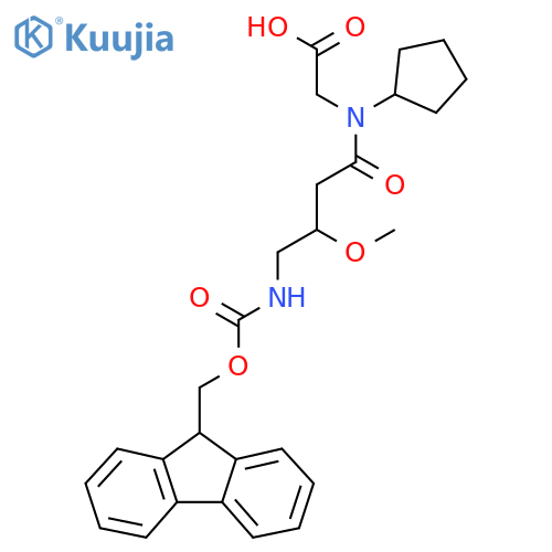 2-N-cyclopentyl-4-({(9H-fluoren-9-yl)methoxycarbonyl}amino)-3-methoxybutanamidoacetic acid structure