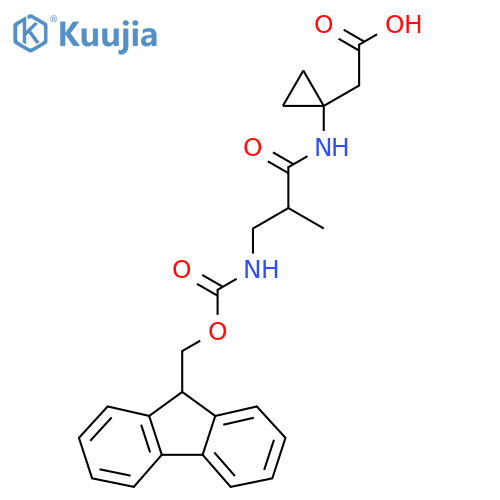 2-{1-3-({(9H-fluoren-9-yl)methoxycarbonyl}amino)-2-methylpropanamidocyclopropyl}acetic acid structure