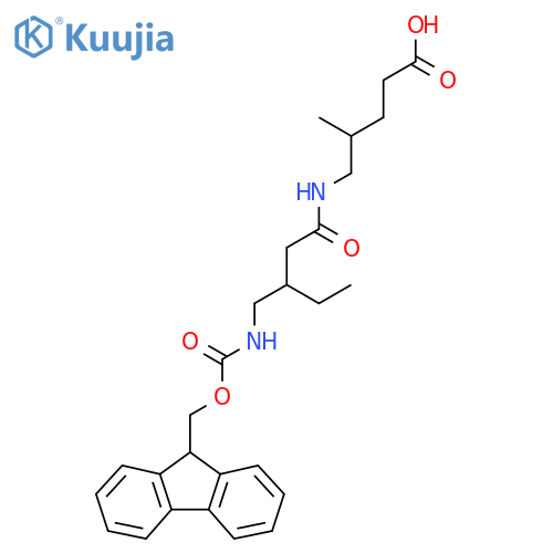 5-{3-({(9H-fluoren-9-yl)methoxycarbonyl}amino)methylpentanamido}-4-methylpentanoic acid structure