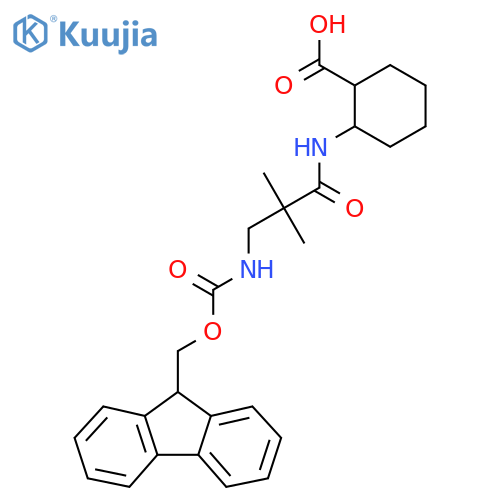 2-3-({(9H-fluoren-9-yl)methoxycarbonyl}amino)-2,2-dimethylpropanamidocyclohexane-1-carboxylic acid structure