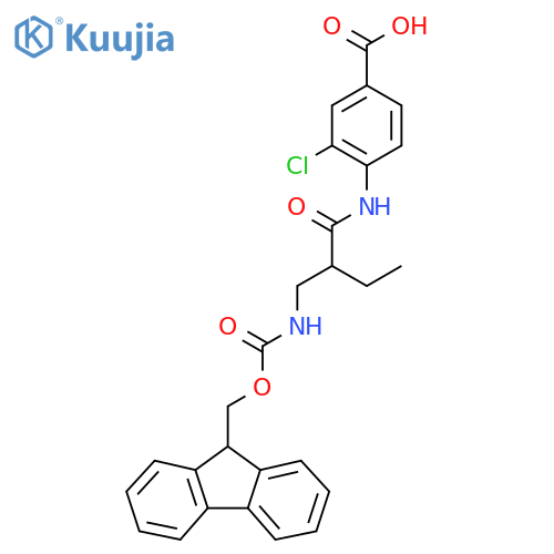 3-chloro-4-{2-({(9H-fluoren-9-yl)methoxycarbonyl}amino)methylbutanamido}benzoic acid structure